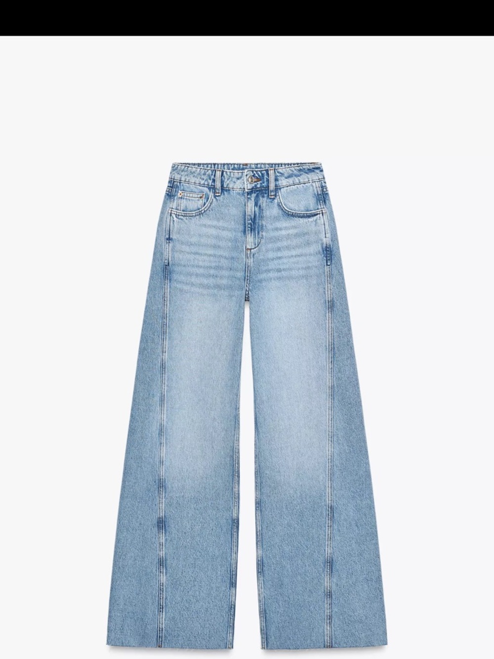 Zara High-Rise Wide-Leg Light Blue Jeans